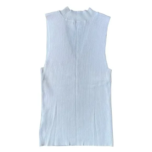 The Hanger Sleeveless Ribbed Knit Mock Neck Tank Top with Front Cutout - Picture 3 of 9